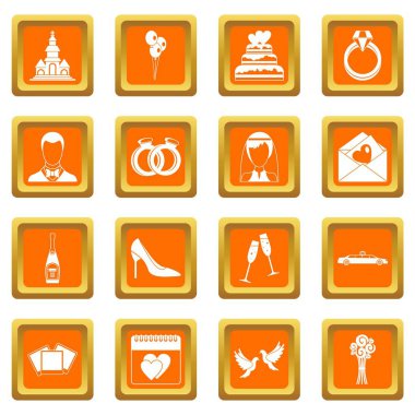 Simgeler düğün turuncu ayarla