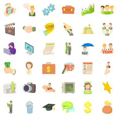 İş kariyer simgeler ayarla, tarzı çizgi film