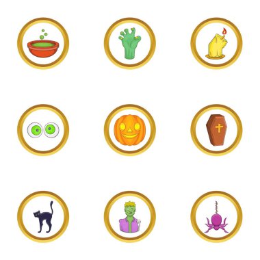 Cadılar Bayramı simge seti, karikatür tarzı