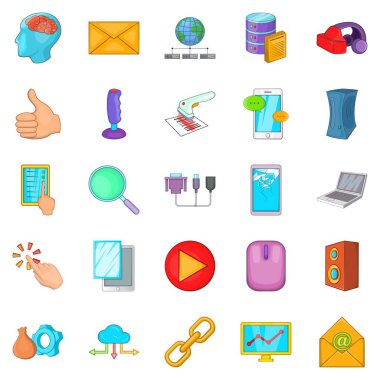 Bilgisayar ağ Icons set, karikatür tarzı