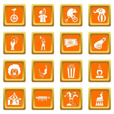 Turuncu sirk eğlence Icons set