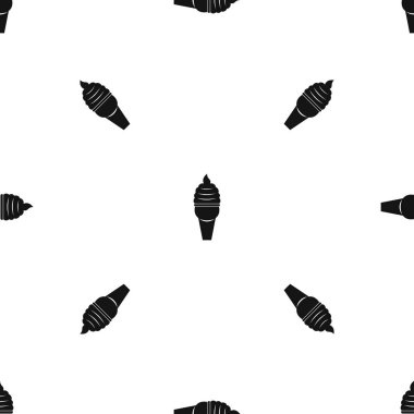 Dondurma waffle koni desen sorunsuz siyah