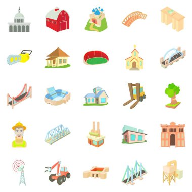 Tesis Icons set, karikatür tarzı