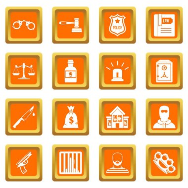 Turuncu suç ve ceza Icons set