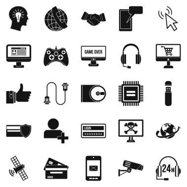 Kulaklık Icons set, basit tarzı