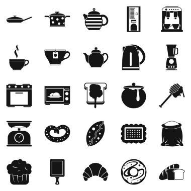 Hazırlamak yemek Icons set, basit tarzı