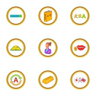 Dil çalışma Icons set, karikatür tarzı