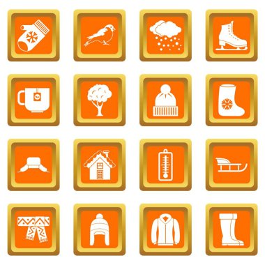 Turuncu Kış Icons set