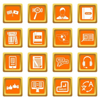 Yabancı dil simgeleri öğrenme turuncu ayarla