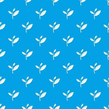 Çay yaprak filiz desen kesintisiz mavi