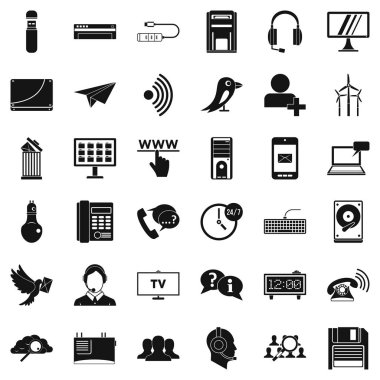 Kablosuz iletişim Icons set, basit tarzı