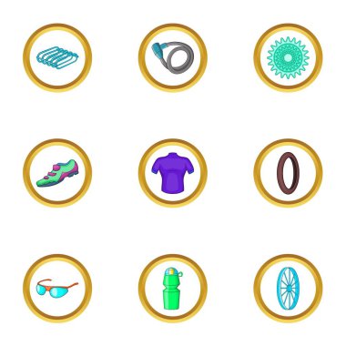 Bisiklet gezisi Icons set, karikatür tarzı