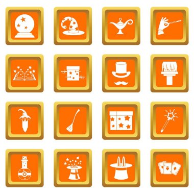 Turuncu sihirli Icons set