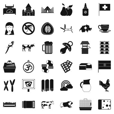 Süt ineği Icons set, basit tarzı