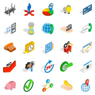 Üretim Icons set, izometrik stili