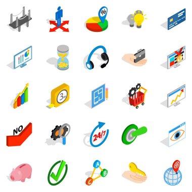Benzersiz bir fikir Icons set, izometrik stili
