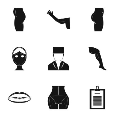 Vücut düzeltme simge seti, basit tarzı