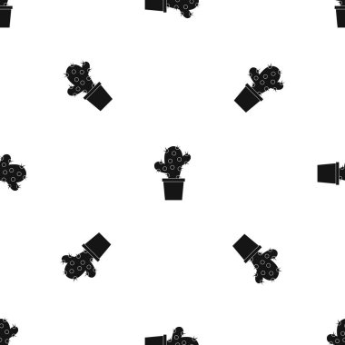 Kaktüs desen sorunsuz siyah