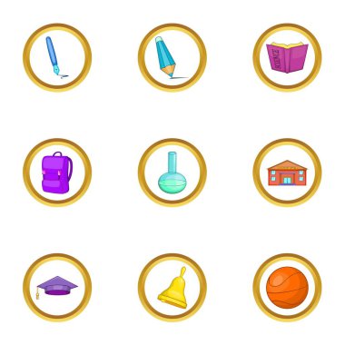 Öğretmen Icons set, karikatür tarzı