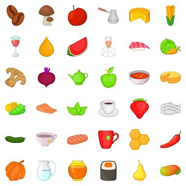 Sağlıklı beslenme Icons set, karikatür tarzı