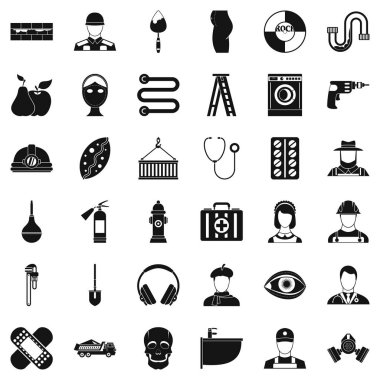 İyi işgal Icons set, basit tarzı