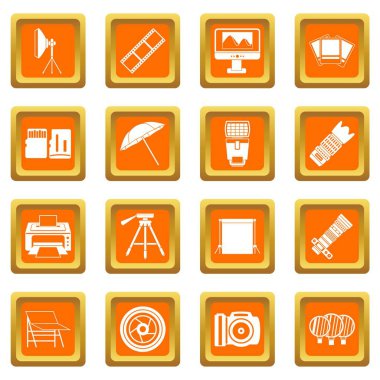 Turuncu Foto stüdyo Icons set