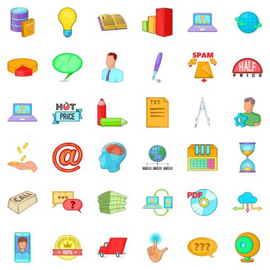 Dijital çalışma simgeler kümesi, karikatür tarzı