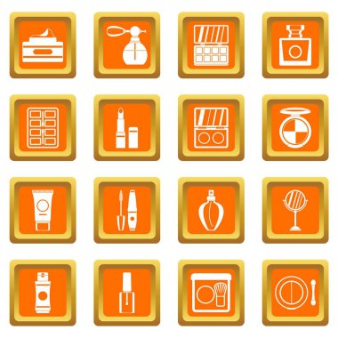 Turuncu kozmetik Icons set