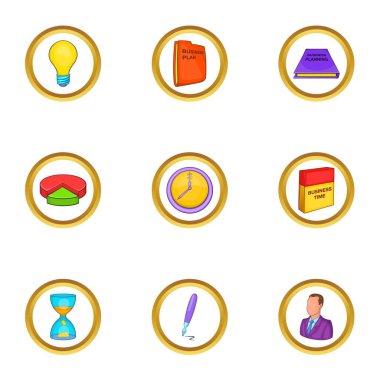 İş Icon set, karikatür tarzı