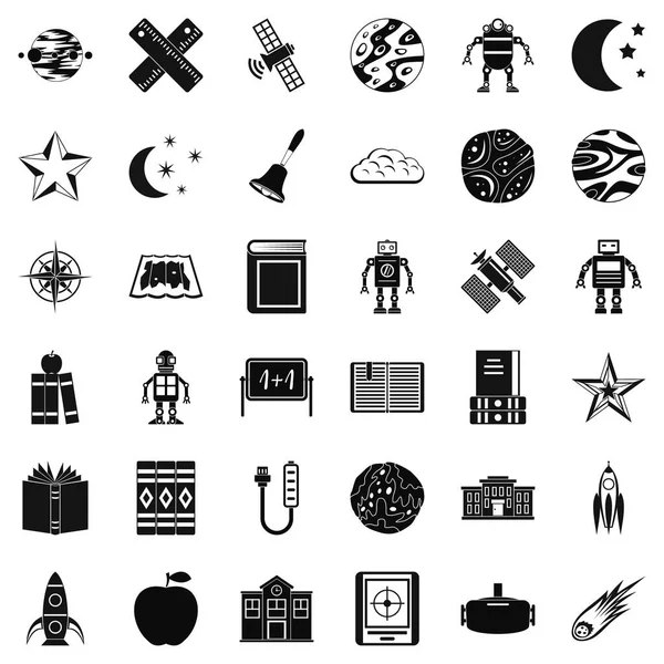Astronomi keşif Icons set, basit tarzı