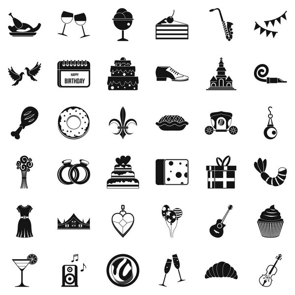 Great banquet icons set, simple style