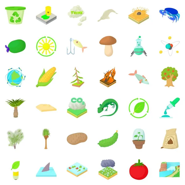 Doğa biyoloji Icons set, karikatür tarzı