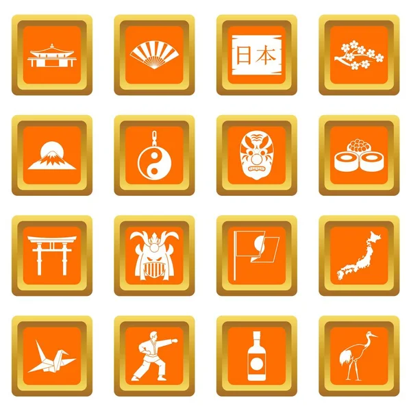 Conjunto de iconos Japón naranja — Vector de stock