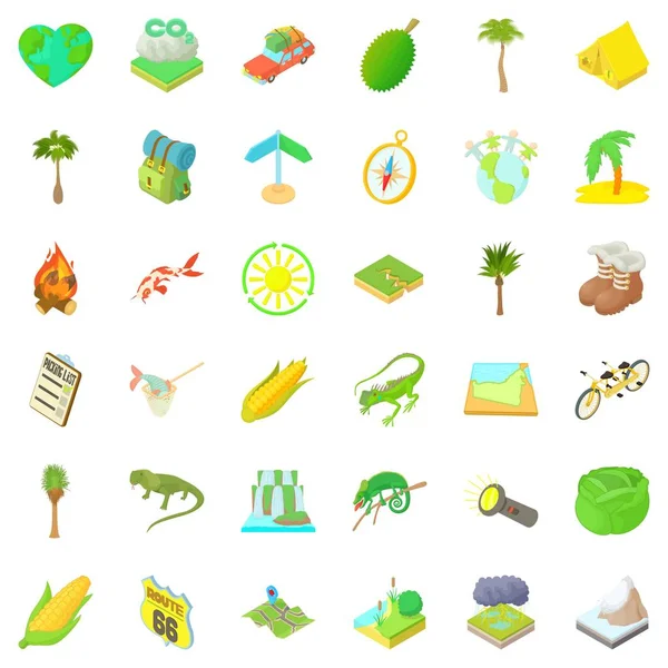 Doğa Icons set, karikatür tarzı dinlenmek