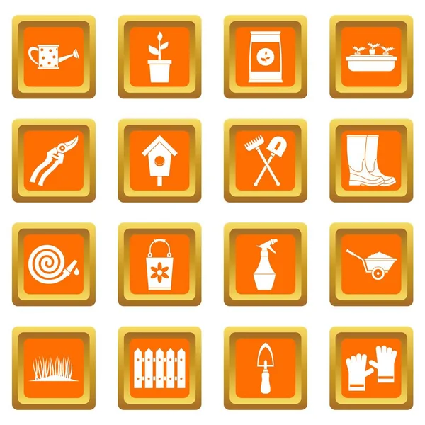Ogrodnictwo ikony zestaw orange — Wektor stockowy