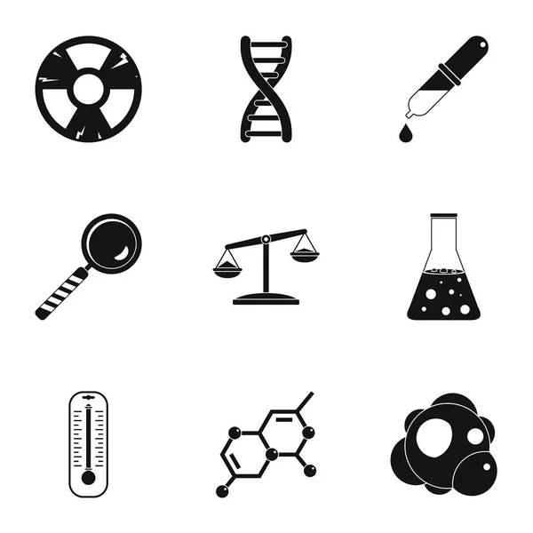 Chemielabor Icon Set, einfacher Stil — Stockvektor