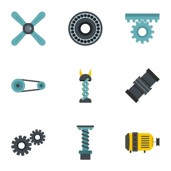 Autoteile Icon Set, flacher Stil — Stockvektor