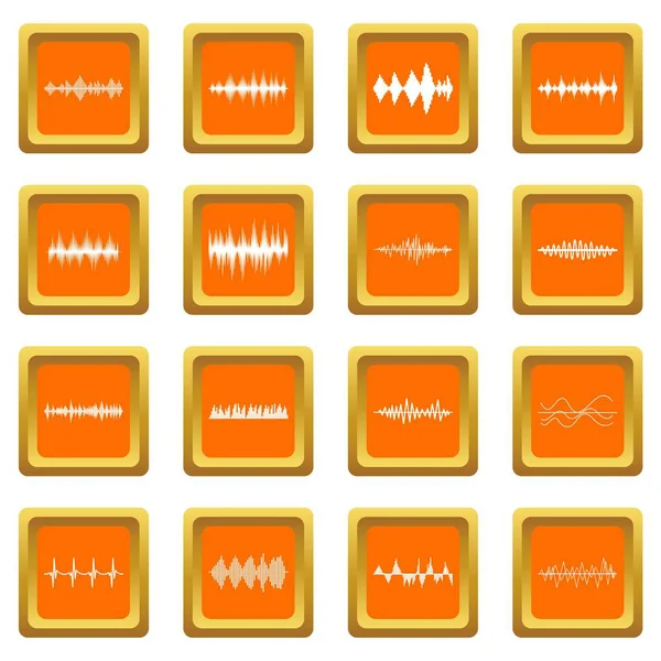 Icônes d'onde sonore ensemble orange — Image vectorielle