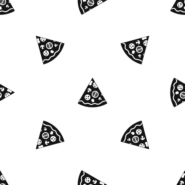 Pizza slice pattern seamless black — Stock Vector