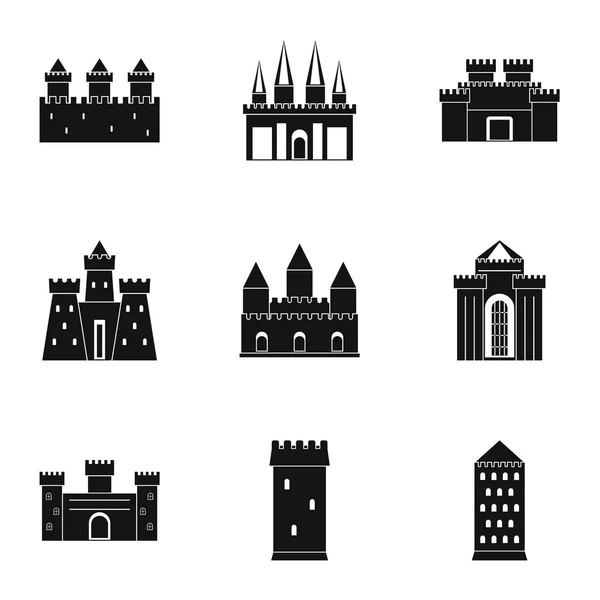 Ancient fortresses icon set, simple style — Stock Vector