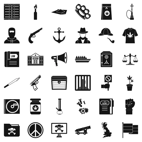 Gizli suç Icons set, basit tarzı
