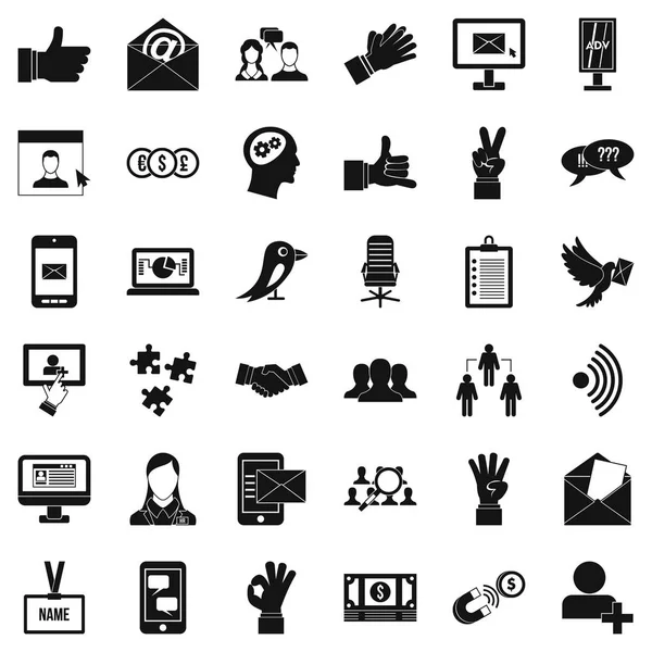 Sosyal iletişim Icons set, basit tarzı