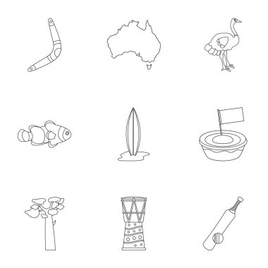 Avustralya simge seti, anahat stili Turizm