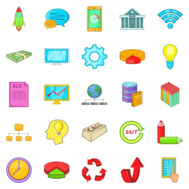 Uzak sunucu Icons set, karikatür tarzı