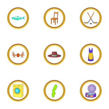 Scandinavia Icons set, karikatür tarzı