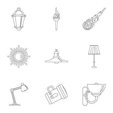 Icon set aydınlatma, anahat stili