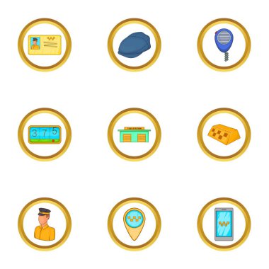 Araba Icons set, karikatür tarzı aktarım