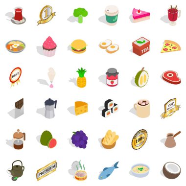 Sıcak bir içecek Icons set, izometrik stili