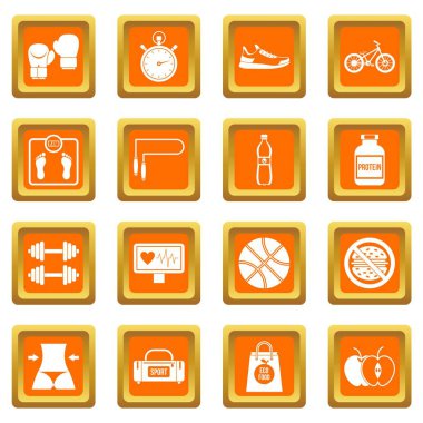 Turuncu sağlıklı yaşam Icons set