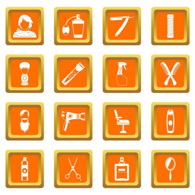 Turuncu kuaförlük Icons set